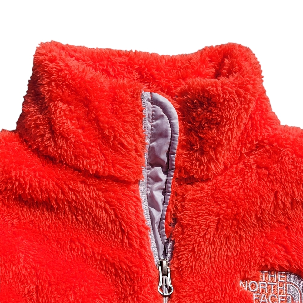 The North Face Vintage Fleece Bright Orange Red Fleece Zip Up Jacket Women's S - Picture 3 of 14